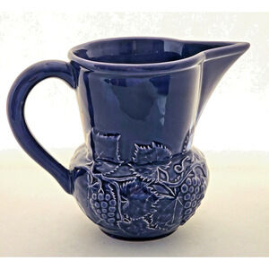 PITCHER/VASE-BORDALLO PINNEIRO-Made In Portugal-Deep Blue/Purple-Shelf Decor